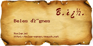 Beles Ágnes névjegykártya